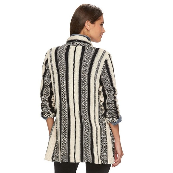 Chaps Southwestern Knit Open Cardigan Sweater Beige Boho Bohemian Size 3X Winter - Picture 2 of 10